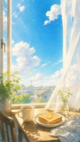 这组窗边晴空壁纸，像把清晨存进手机里-沐光橙香