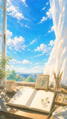 这组窗边晴空壁纸，像把清晨存进手机里-沐光橙香