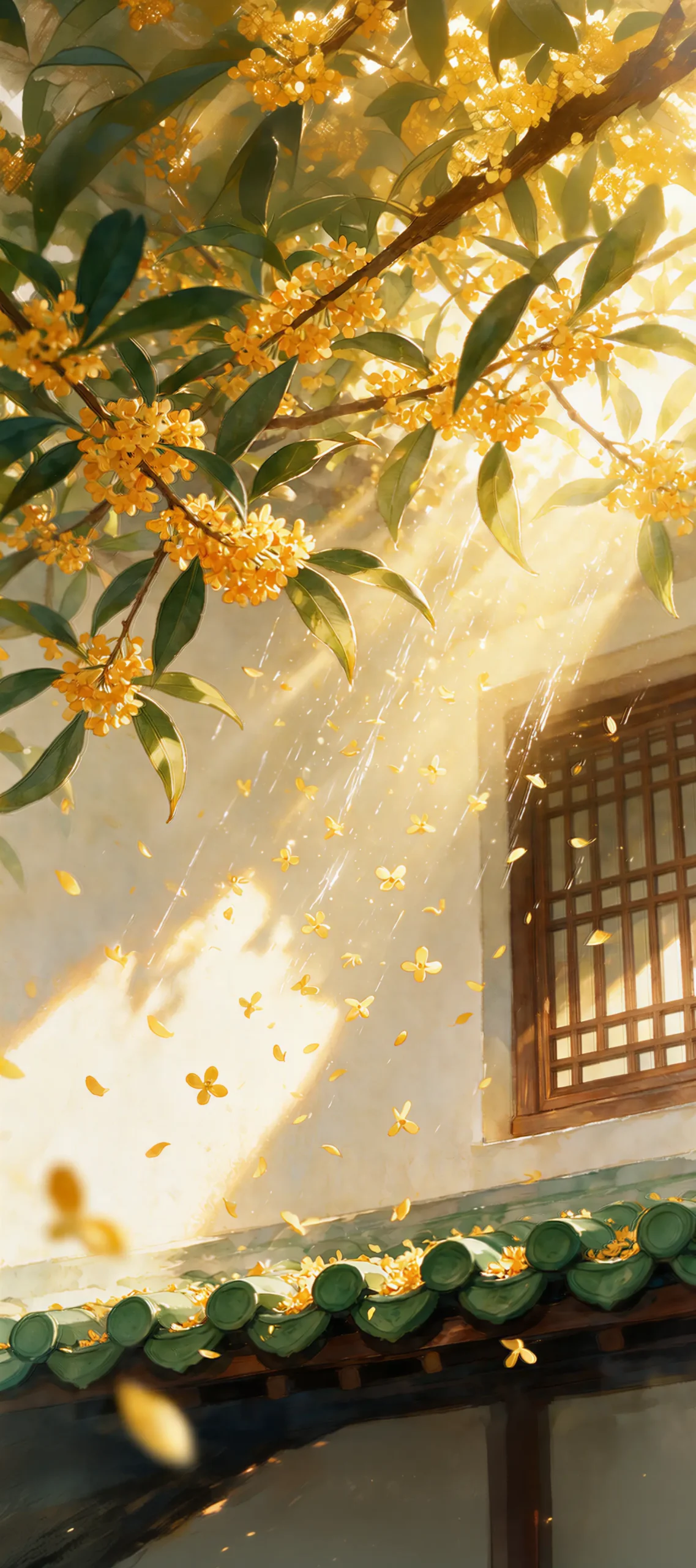 壁纸分享|🍂桂雨落檐-沐光橙香
