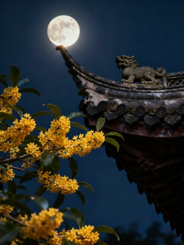 满月与桂花-沐光橙香