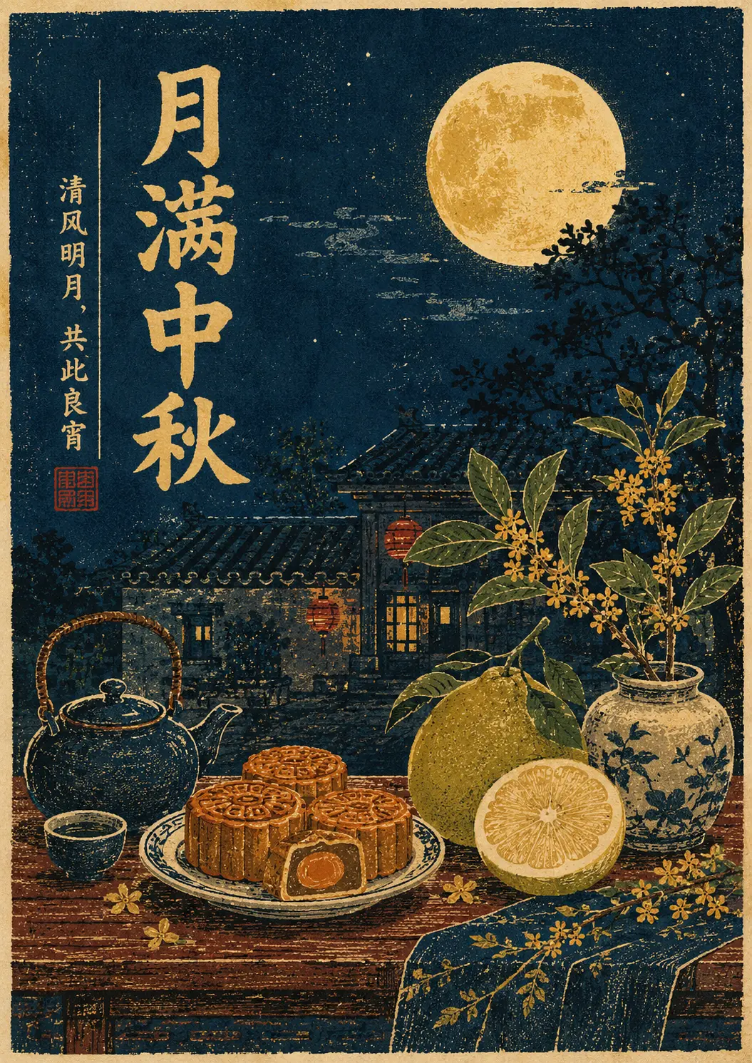 把月亮揉进画里🌕极度舒适的中秋美学海报
