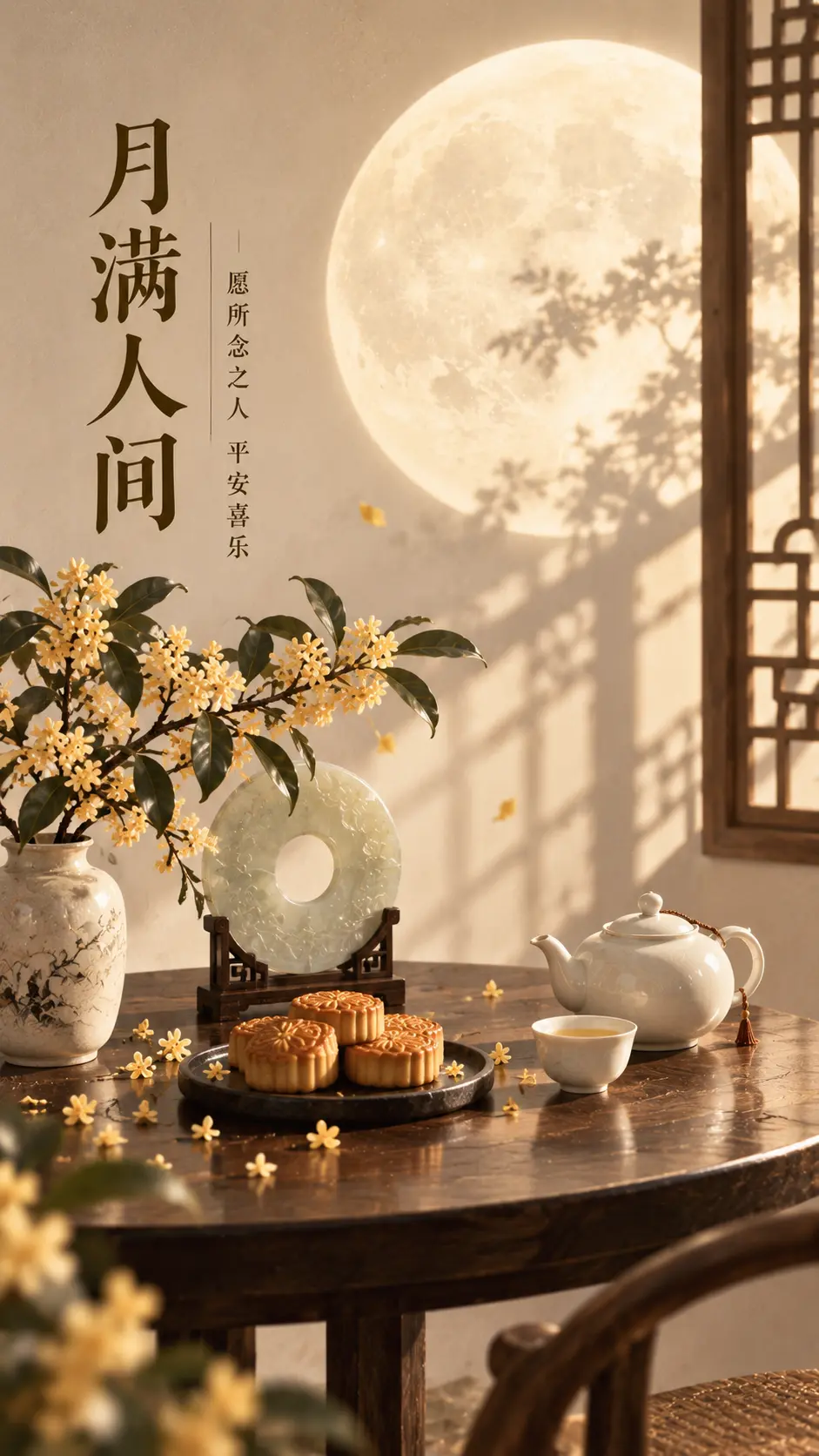 中秋古风氛围插画｜花好月圆