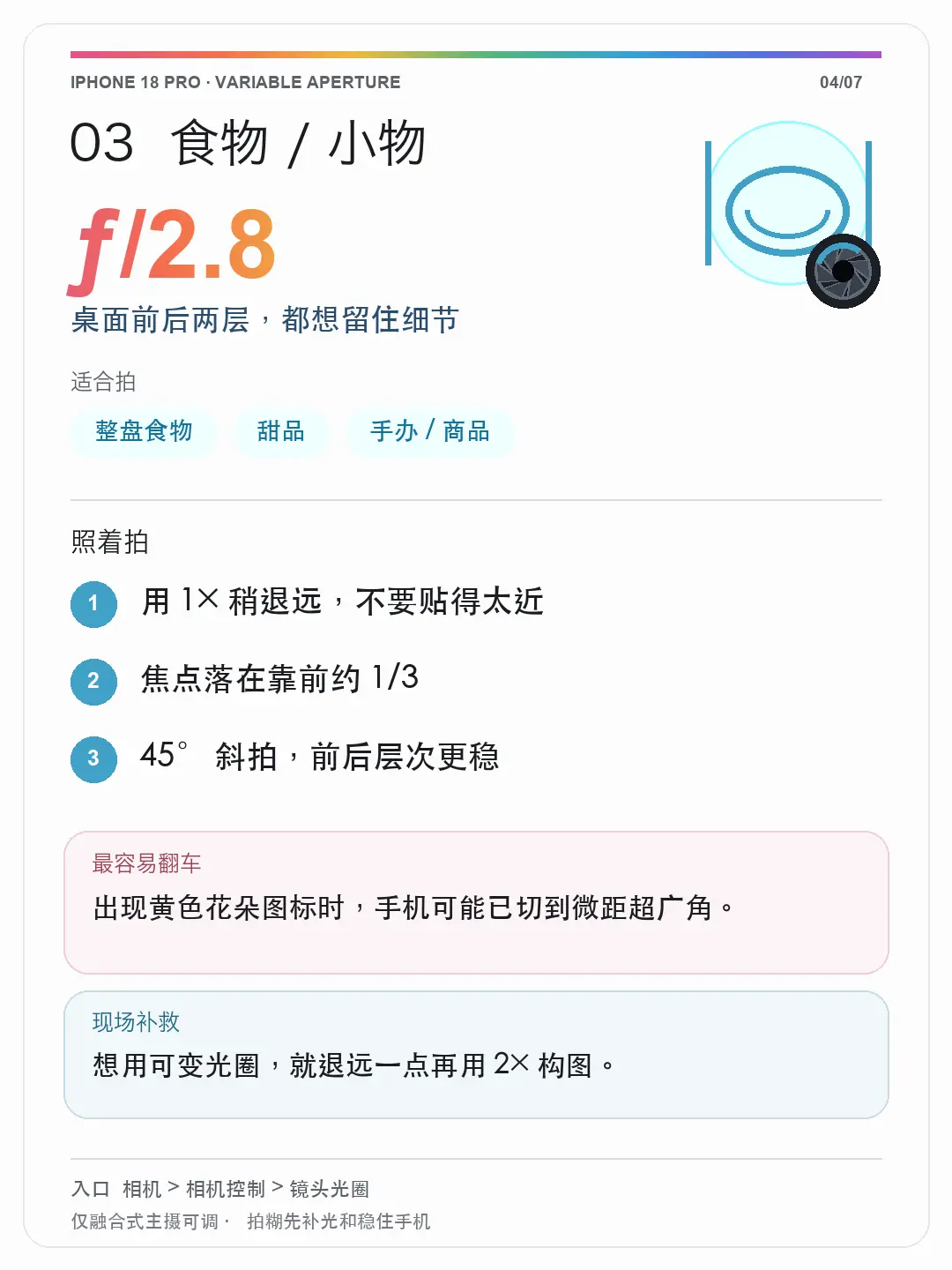 iPhone18pro可变光圈怎么用?参数直接抄!