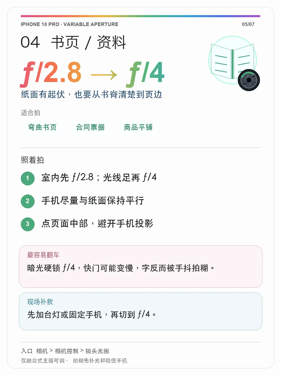 iPhone18pro可变光圈怎么用?参数直接抄!