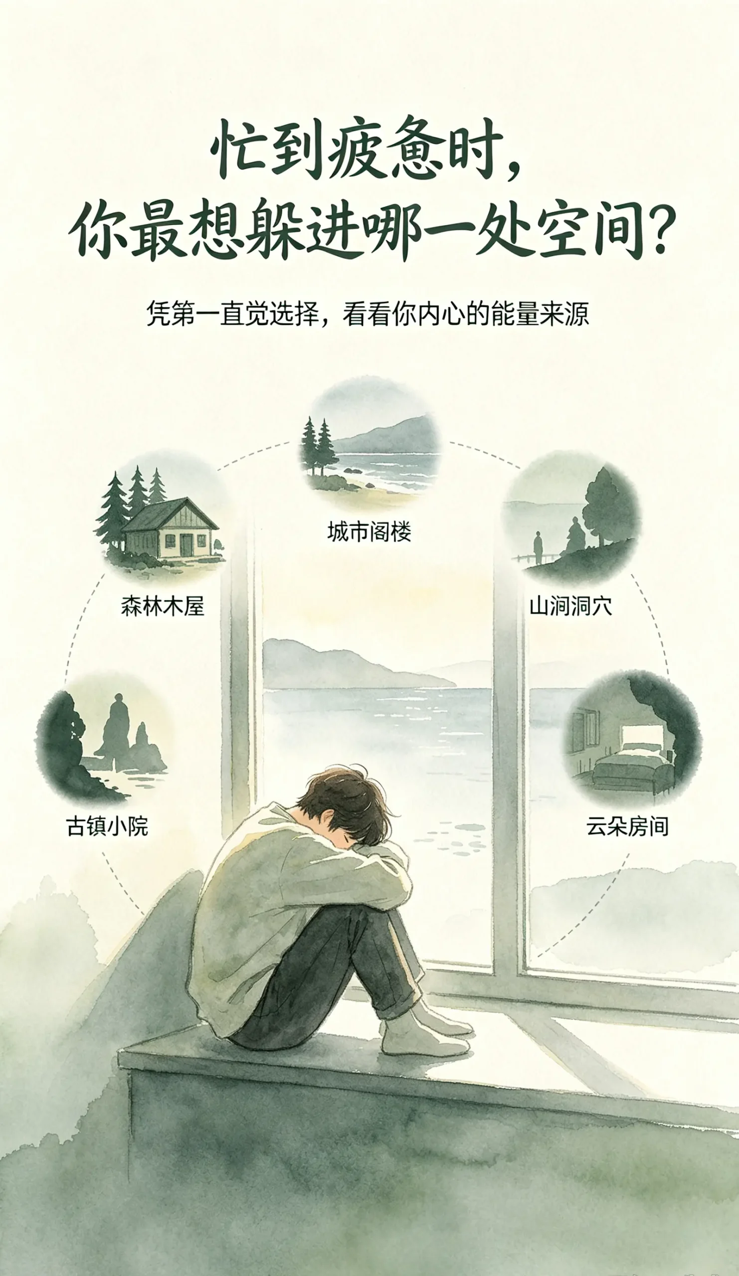 忙到疲惫时，你最想躲进哪一处空间？凭直觉