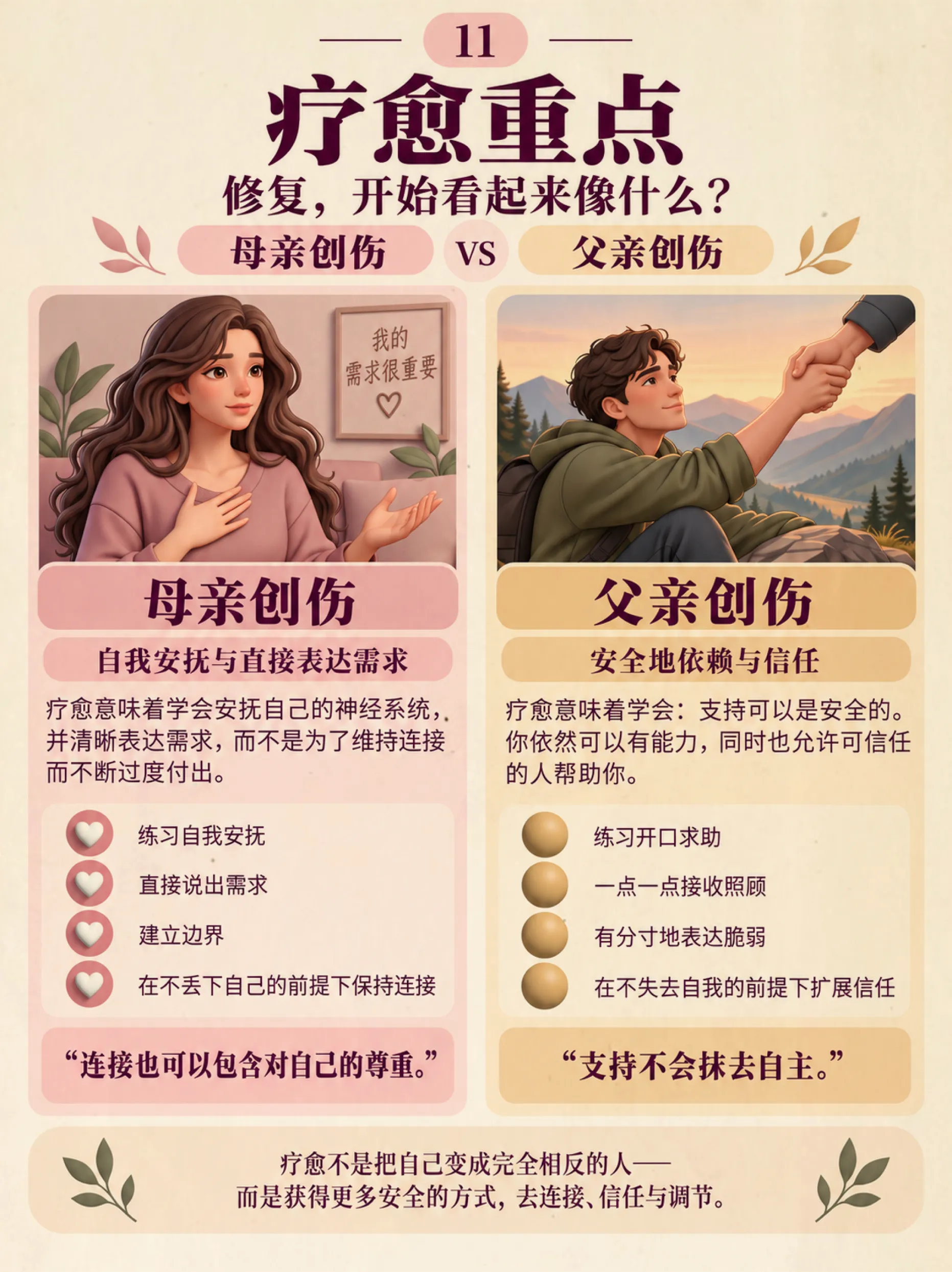 问题：什么是父性创伤和母性创伤？它们会如何影响成年后的关系？