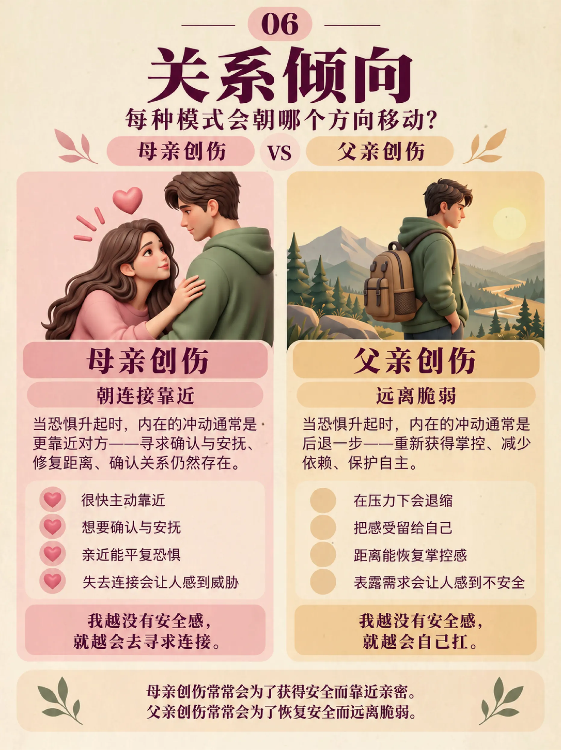 问题：什么是父性创伤和母性创伤？它们会如何影响成年后的关系？