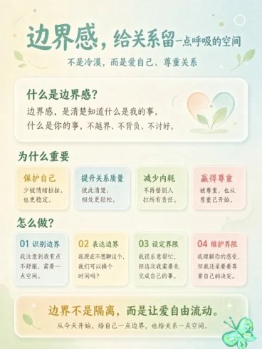 边界感，就是知道什么是“我的”，什么是“别人的”，并在中间留出一条清晰的线。-沐光橙香