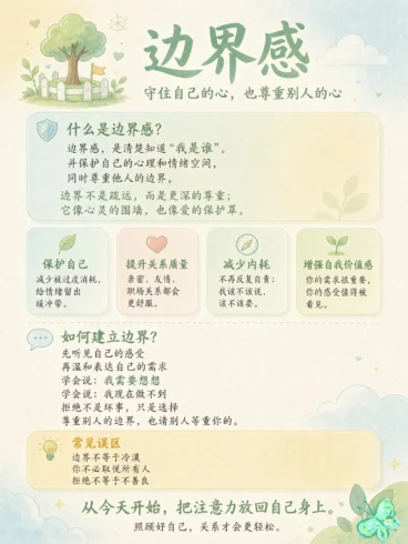 边界感，就是知道什么是“我的”，什么是“别人的”，并在中间留出一条清晰的线。-沐光橙香