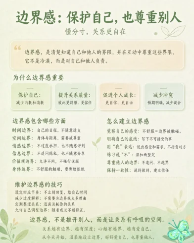 边界感，就是知道什么是“我的”，什么是“别人的”，并在中间留出一条清晰的线。-沐光橙香