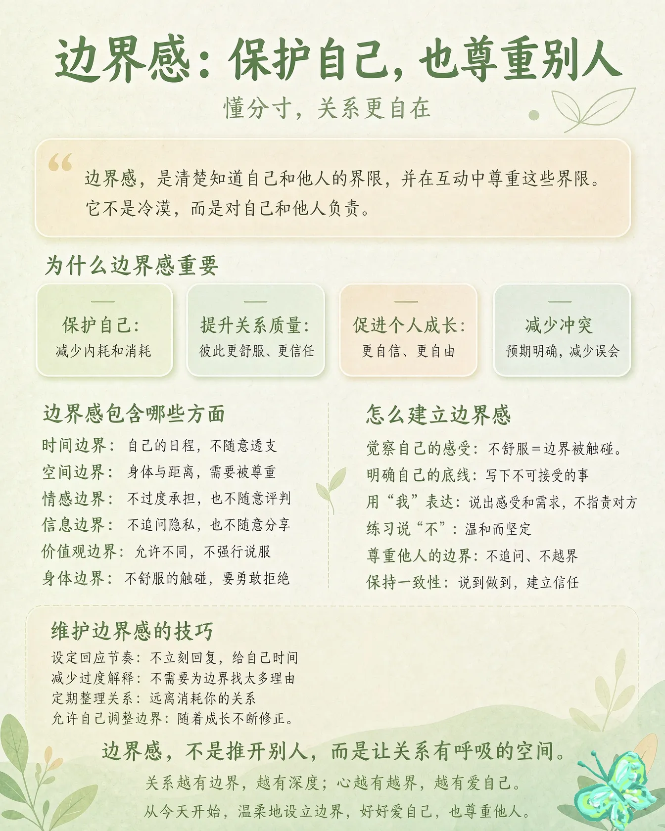 边界感，就是知道什么是“我的”，什么是“别人的”，并在中间留出一条清晰的线。