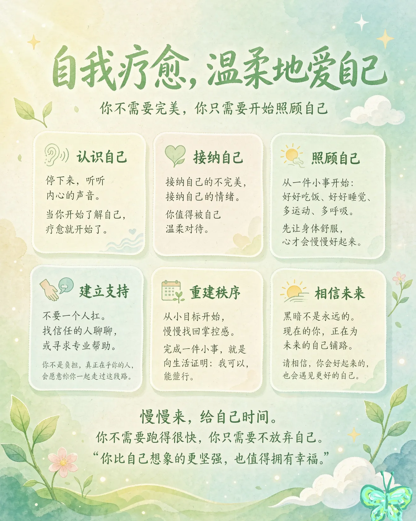 自我疗愈，就是在受伤时学会安抚自己、重建内在秩序。