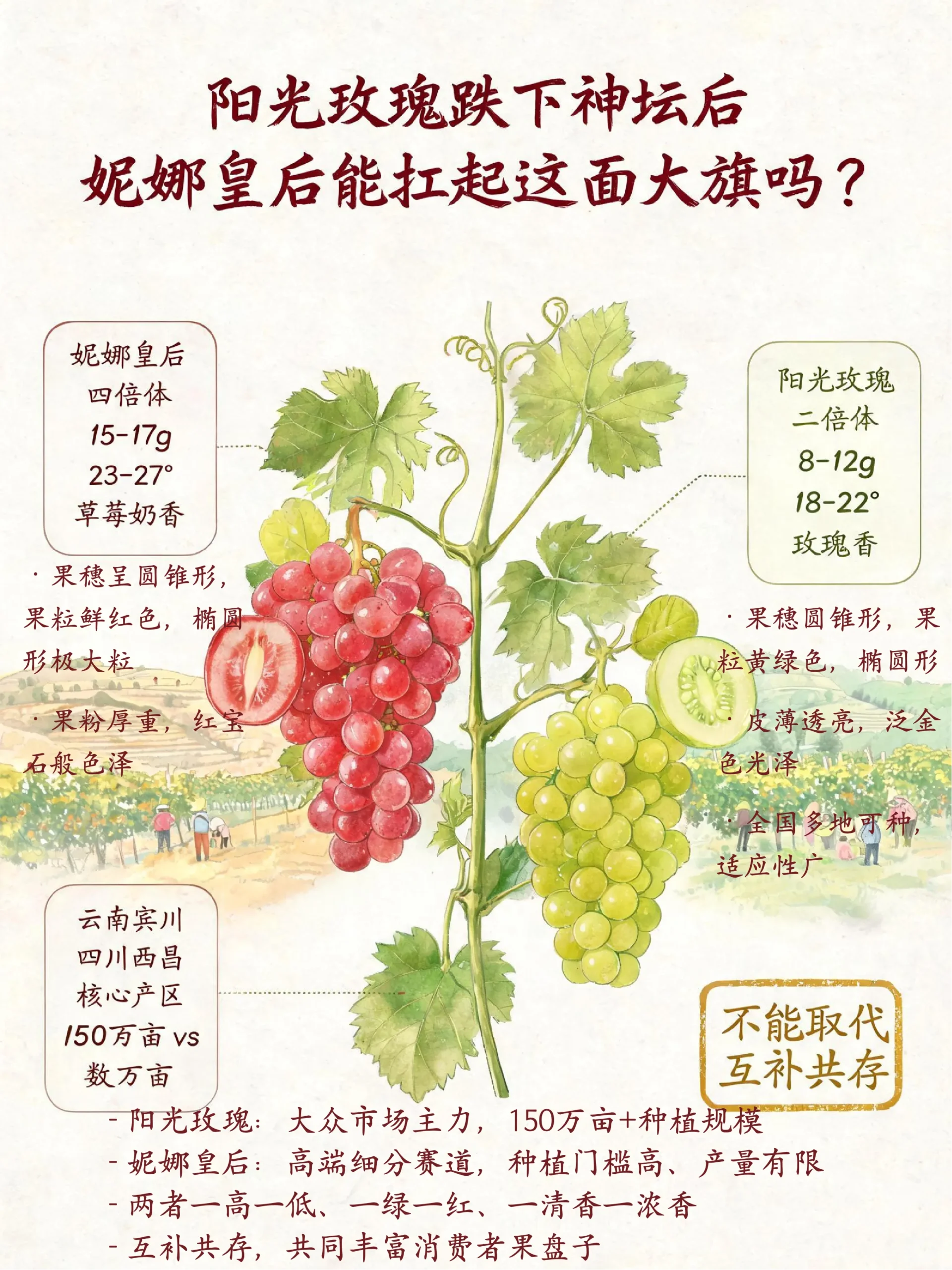 🍇阳光玫瑰跌下神坛，妮娜皇后能接班吗？-沐光橙香