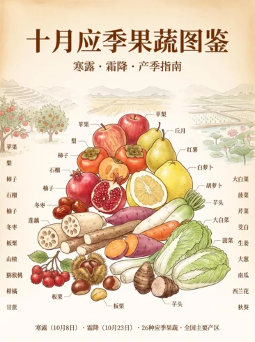 十月应季水果蔬菜图鉴-沐光橙香