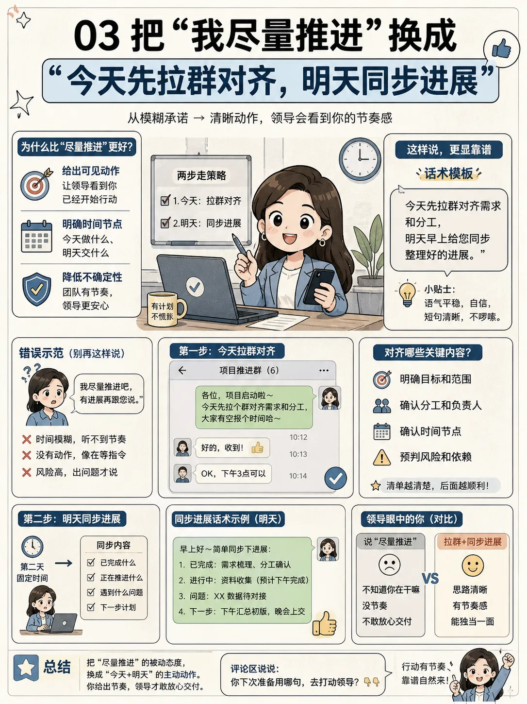 把“我尽量”丢掉，领导开始觉得我靠谱
