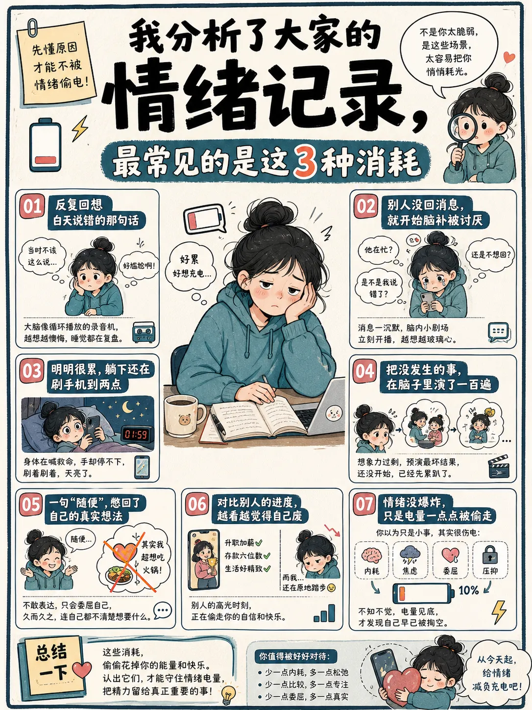 分析了大家的情绪记录,最常见的3种消耗