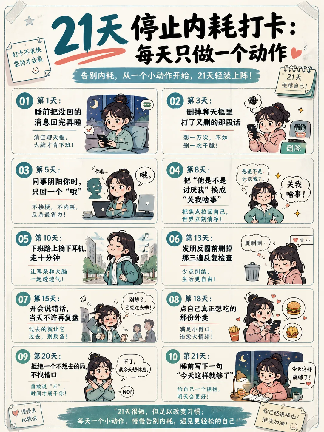 21天停止内耗打卡:每天只做一个动作🌿