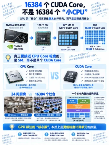 GPU有16384核，为什么CPU才24核？-沐光橙香