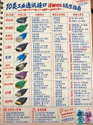 看懂工业现场10大通讯接口✅选型再也不懵！-沐光橙香