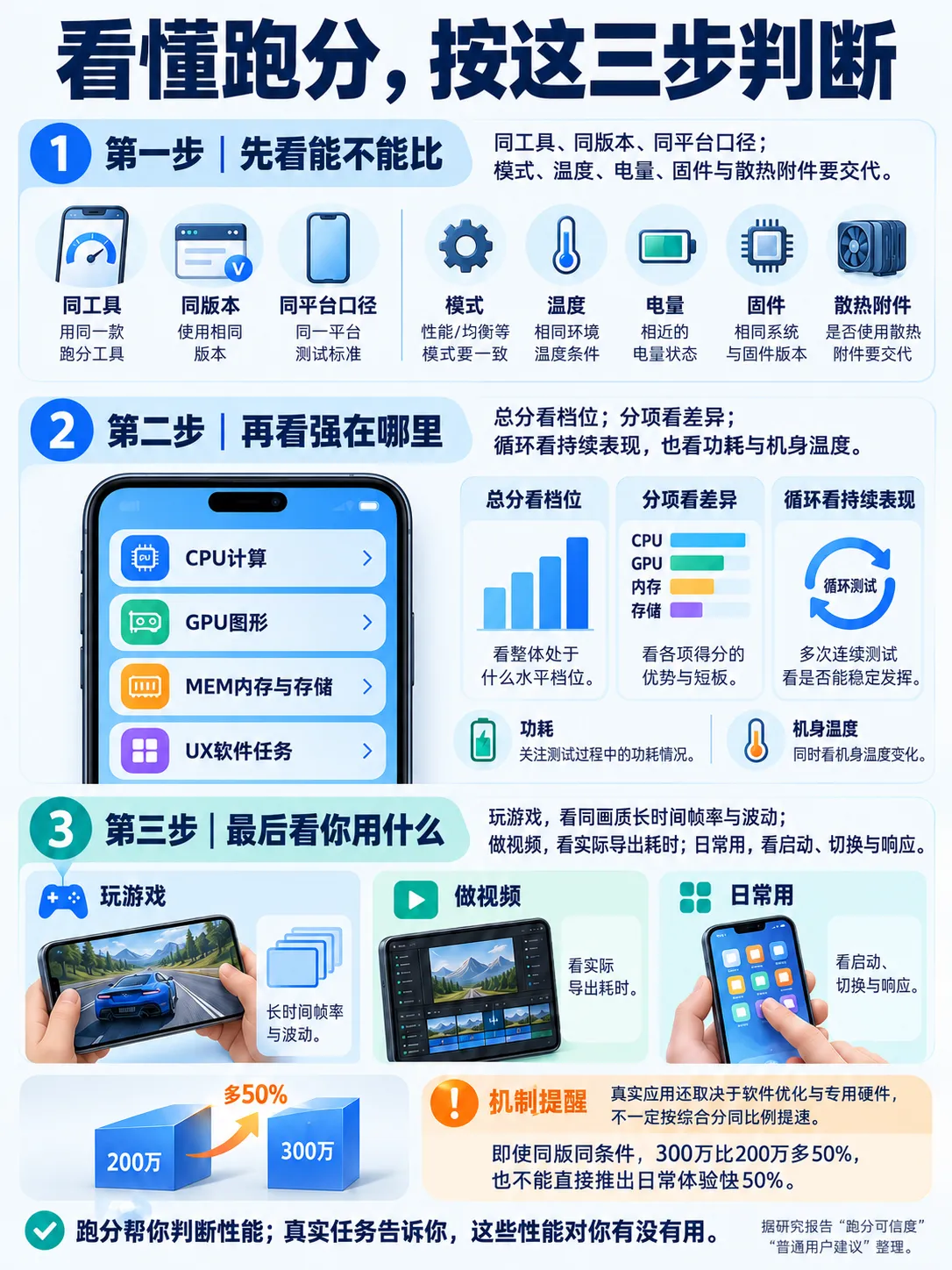 手机跑分300万，比200万快50%吗？