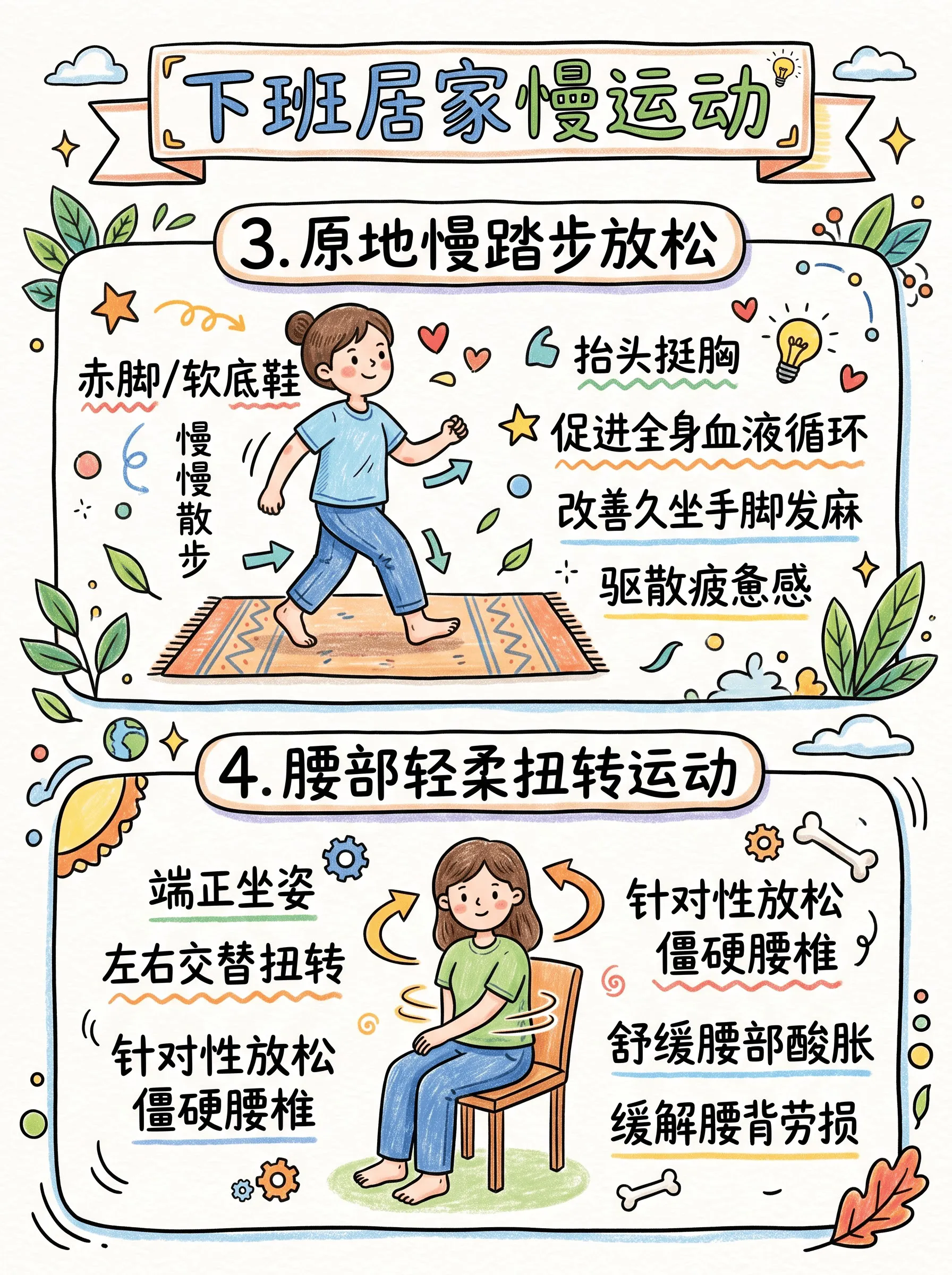 下班居家慢运动💙|10个动作释放工作压力