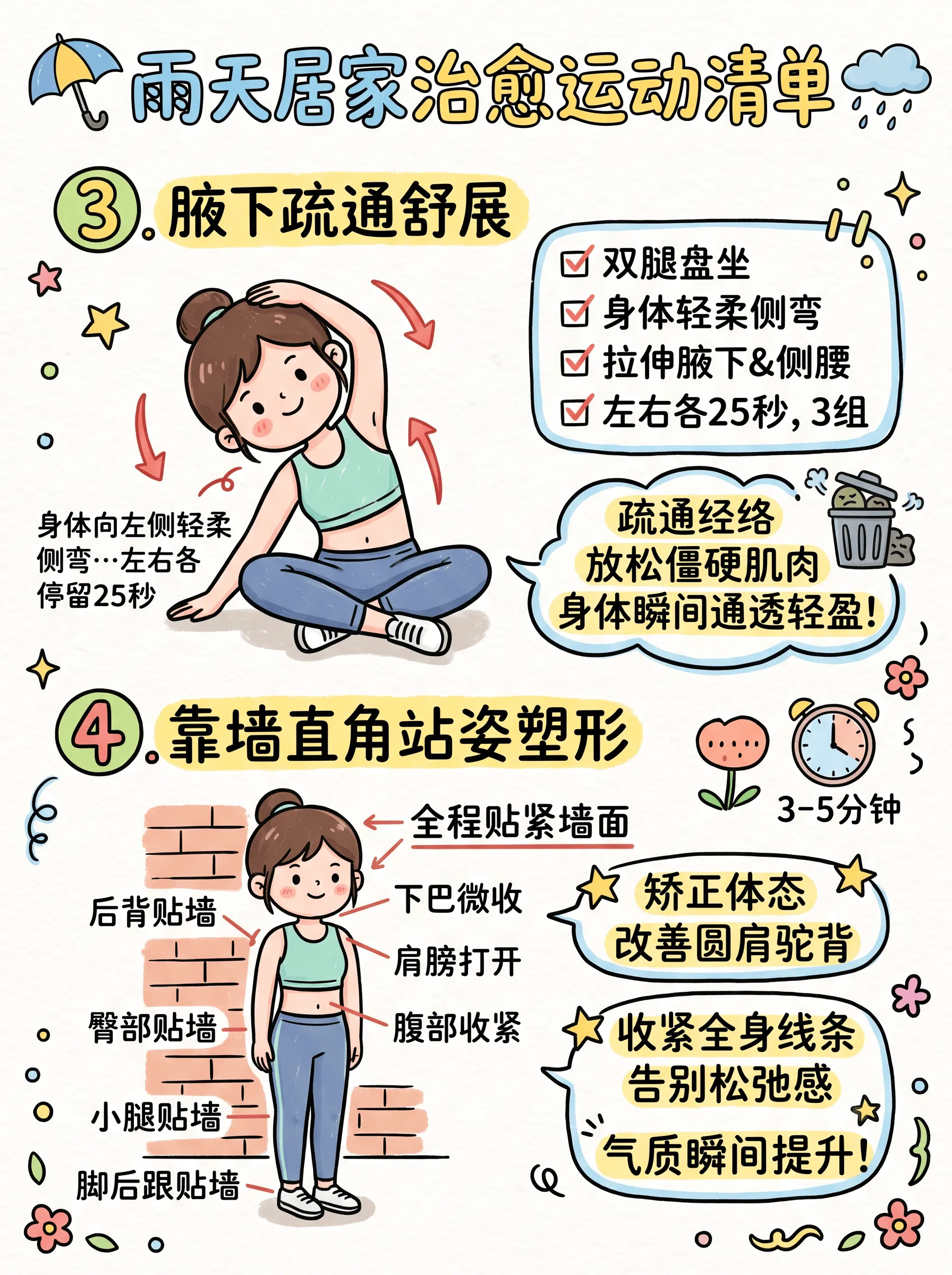 雨天居家运动清单｜10个零难度治愈小动作
