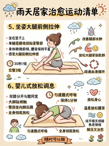 雨天居家运动清单｜10个零难度治愈小动作-沐光橙香