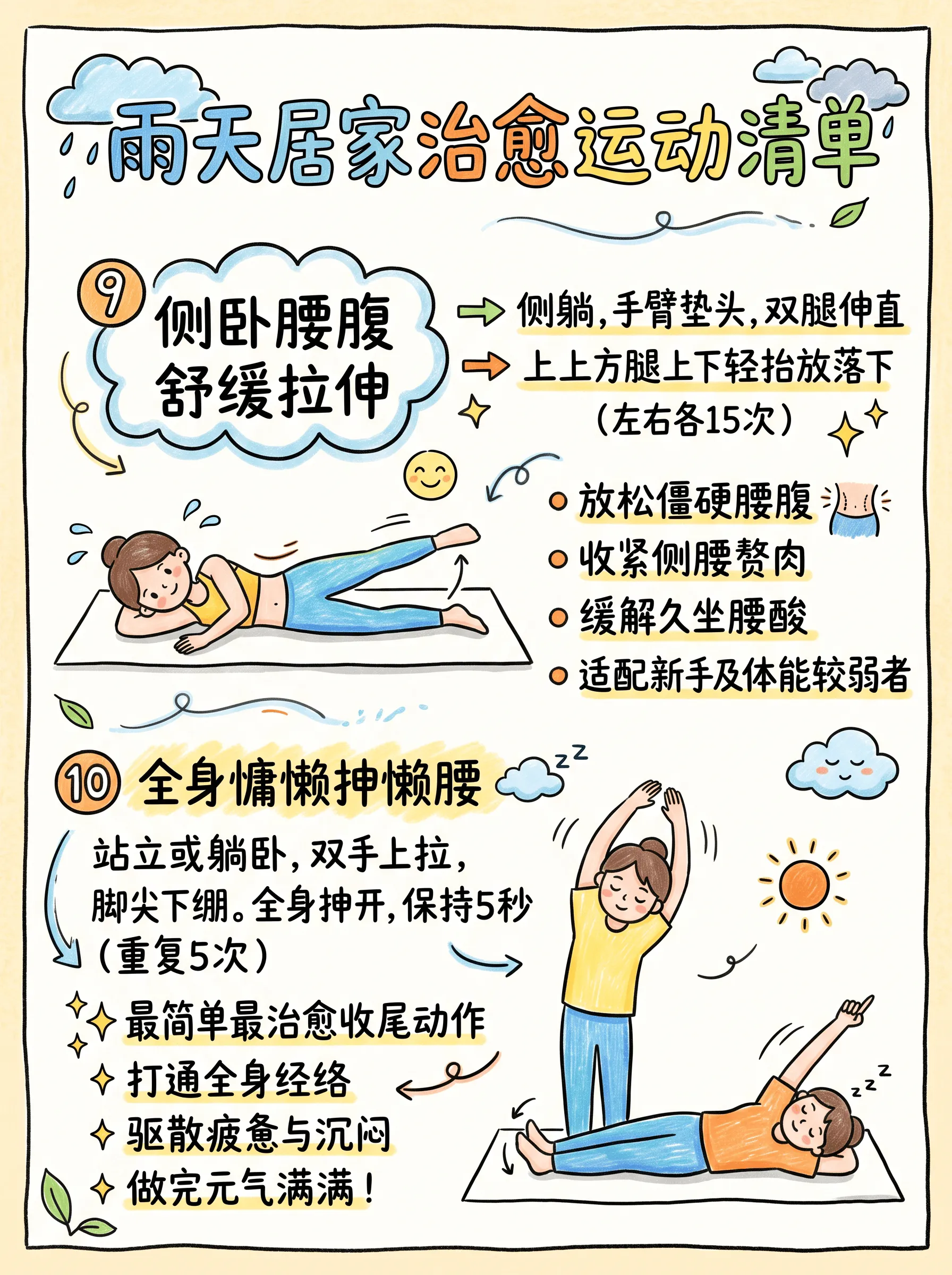 雨天居家运动清单｜10个零难度治愈小动作