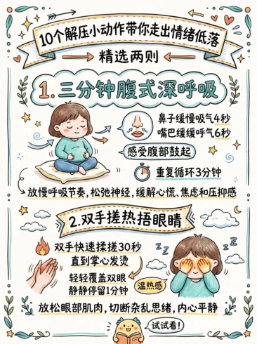 10个解压小动作带你走出情绪低落✨-沐光橙香