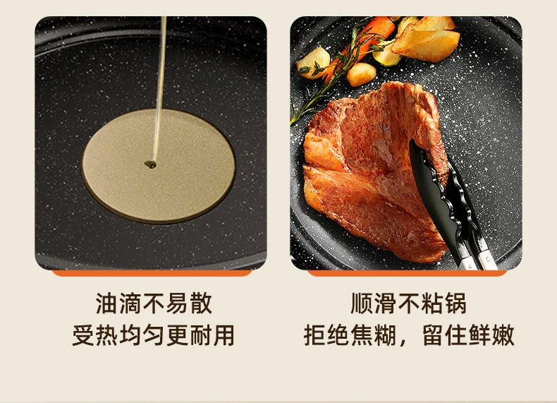 一件代发麦饭石不粘锅煎锅多功能牛排锅家用平底煎锅通用炉灶批发