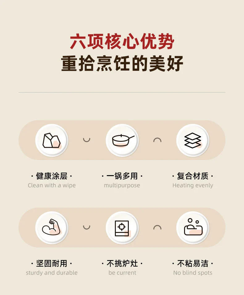 一件代发麦饭石不粘锅煎锅多功能牛排锅家用平底煎锅通用炉灶批发