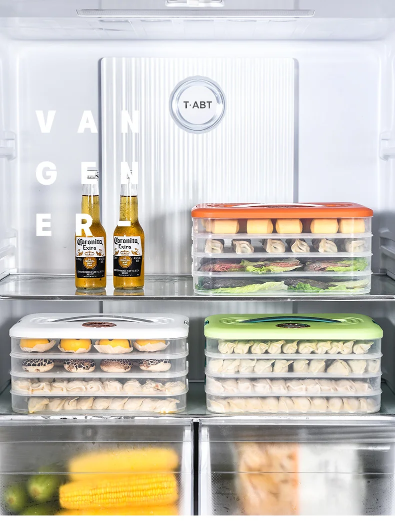 家用大容量饺子冷冻手提保鲜盒冰箱专用速冻饺子多层带计时收纳盒